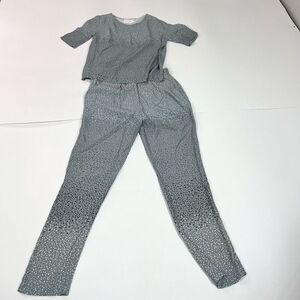 Stine Goya Journey Pant Set Womens Small Fading Grey Satin Dot Pattern Trousers